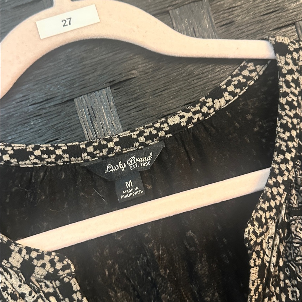 Lucky Brand boho midi dress in black and tan size M EUC - Picture 4 of 4